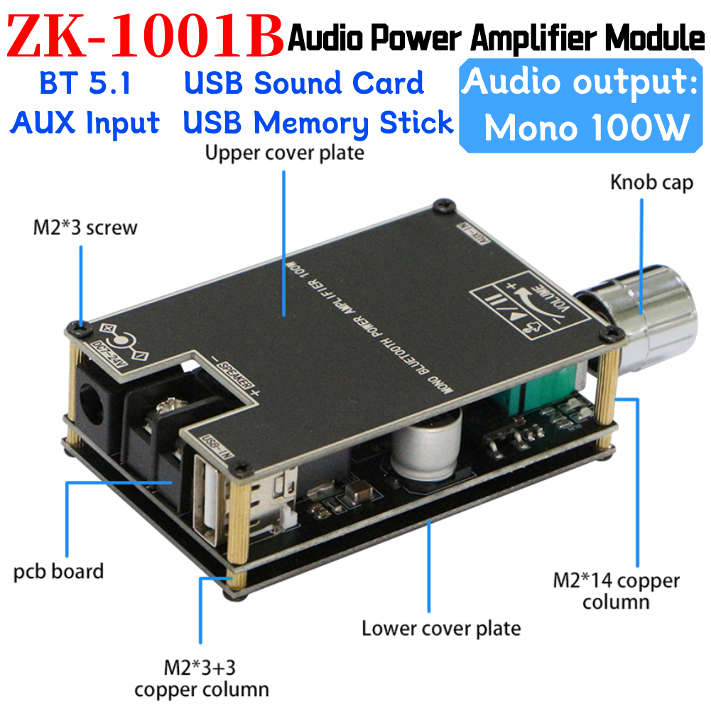 Diy Electronics Store - ZK-1001B Mono 100W BT Audio Power