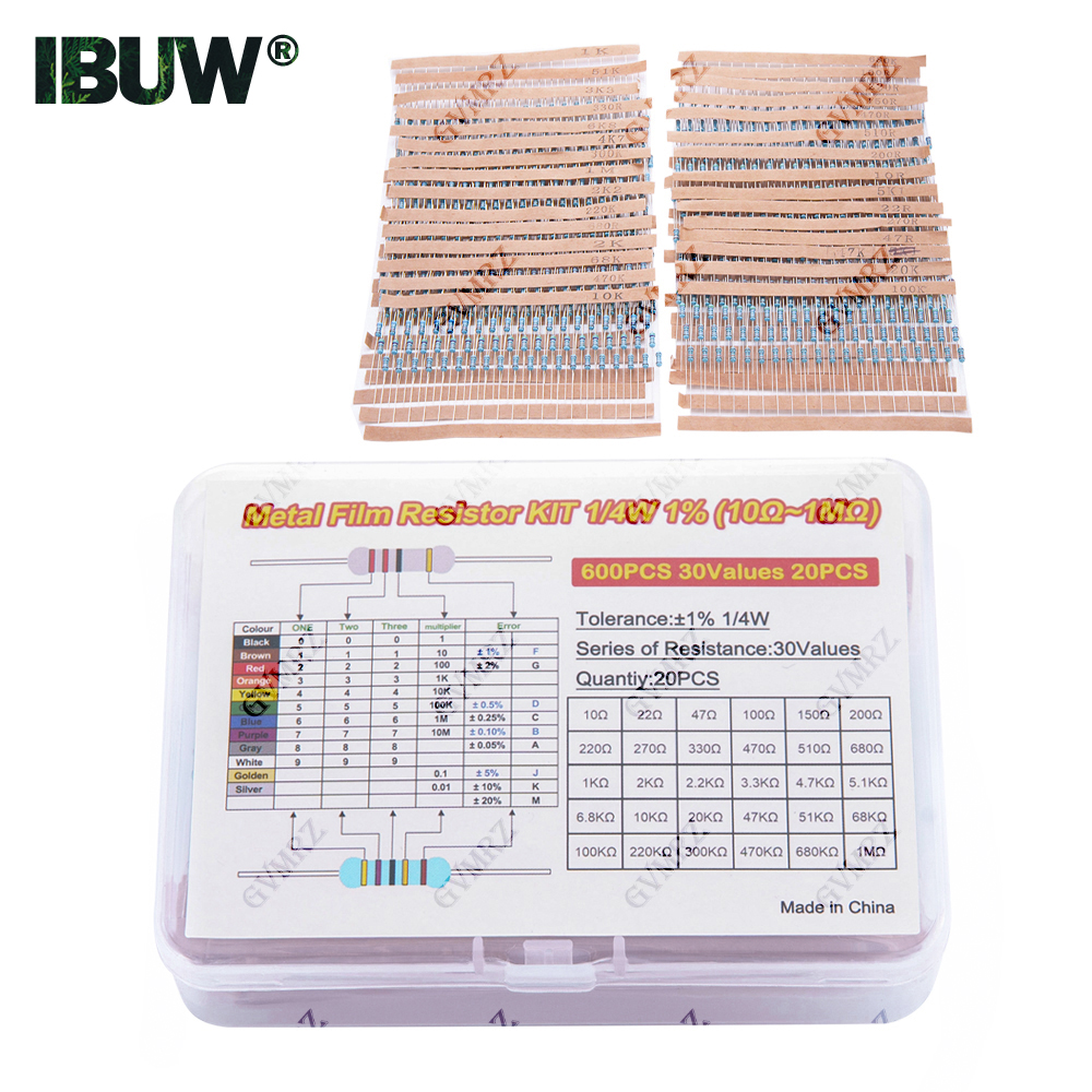 600PCS 30Values 1/4W Metal Fil - огляд і ціна Diy Home Electronics Projects