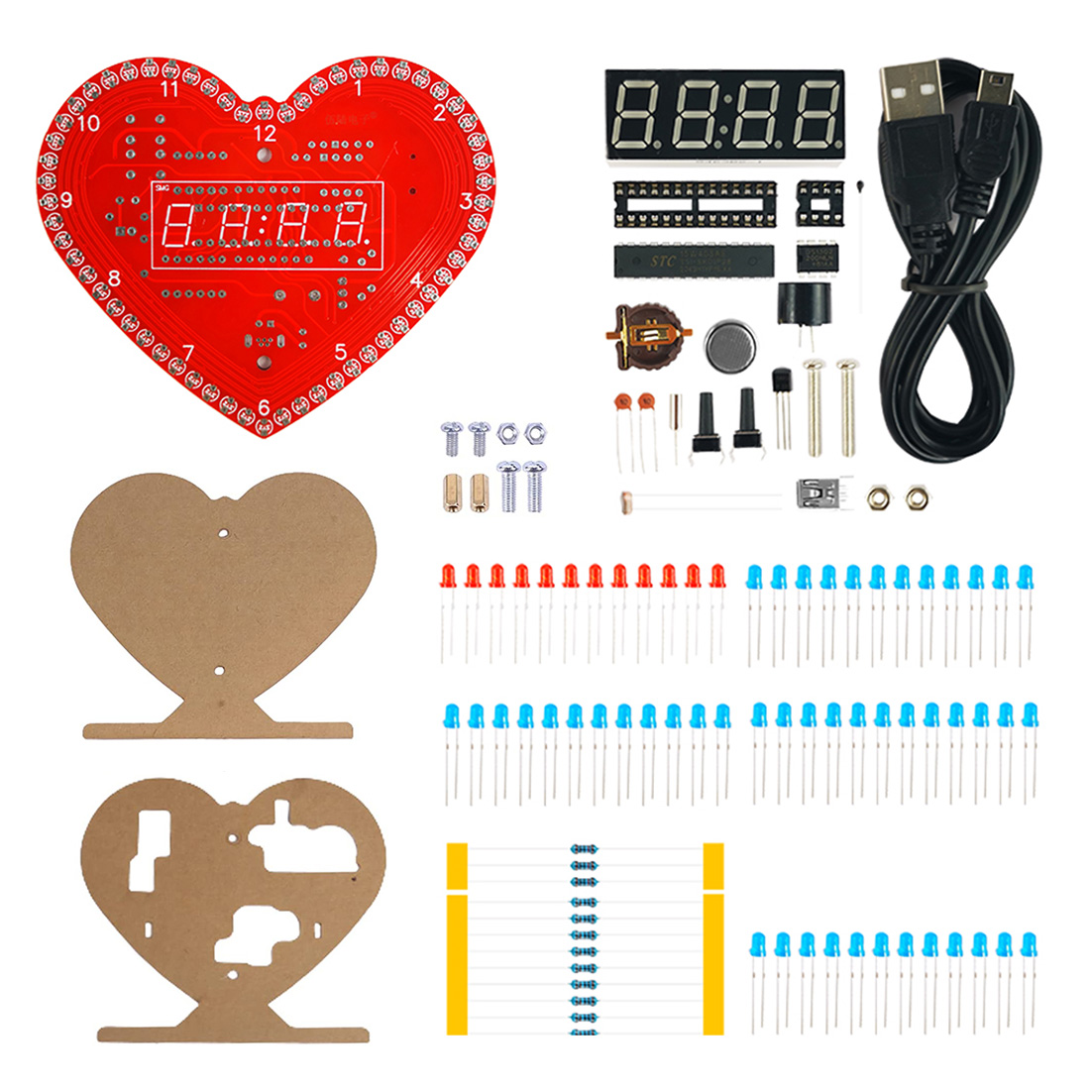 DIY Kits Heart Shaped 4-Digit  - огляд і ціна Diy Electronics Project Kit